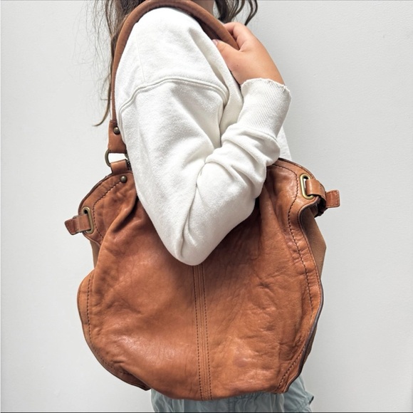 Vtg Perlina Brown Leather & Suede Saddle Bag Hobo – Pre-Owned – Classic Style - Picture 1 of 15